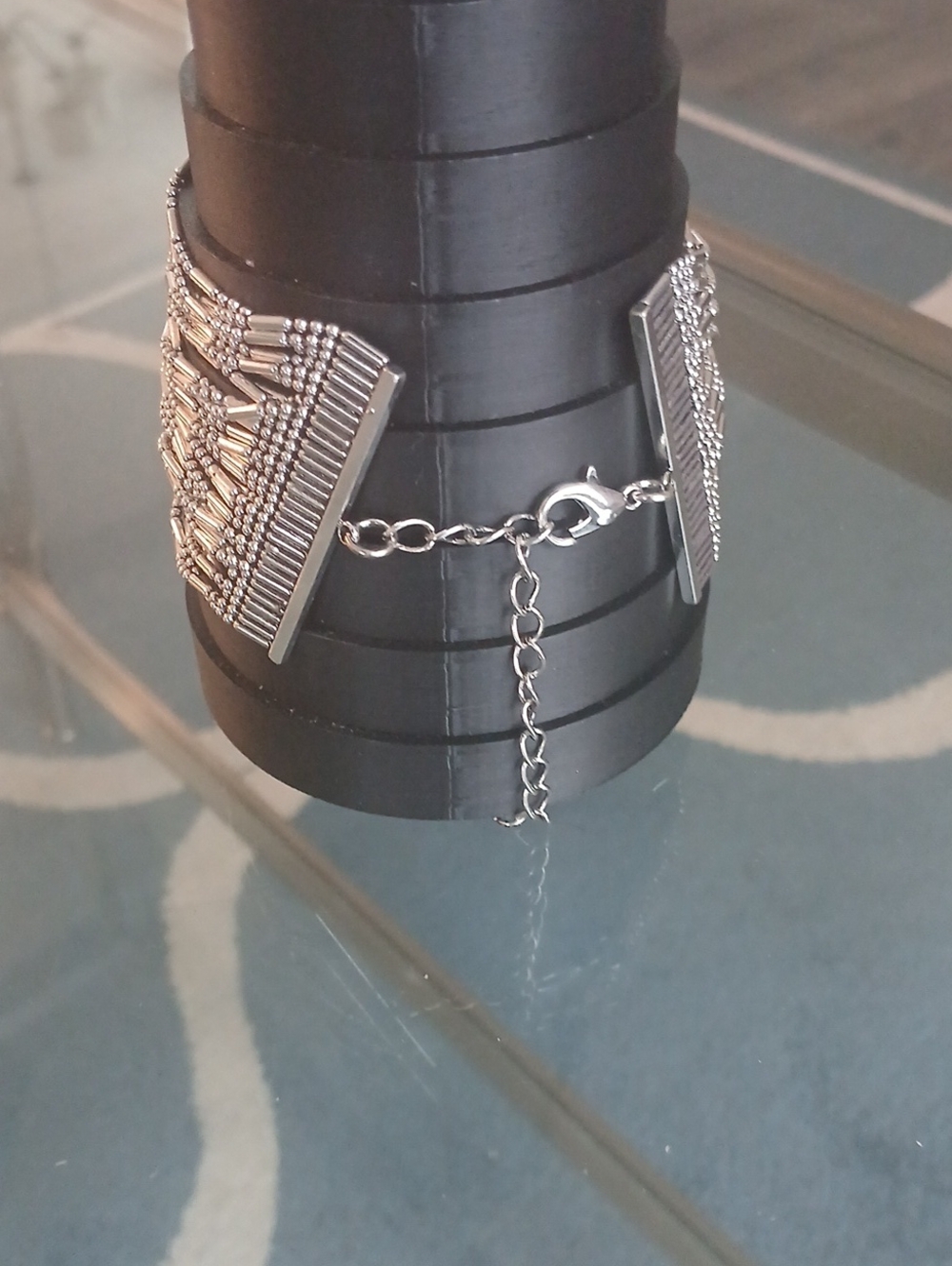 Silver Multi-Strand Beaded Bracelet - Picture 2 of 4